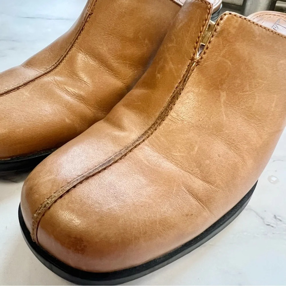 Clarks Chunky Platform Leather Slip On Casual Mule Brown Block Heel Women Size 8 - Picture 8 of 14